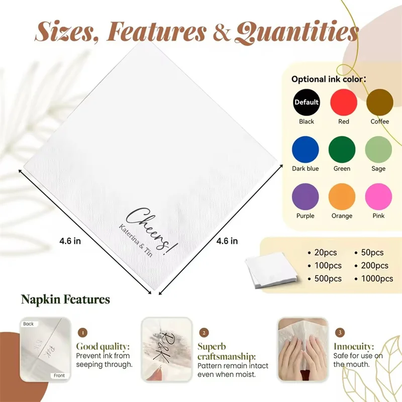 

Персонализированные свадебные бумажные салфетки 50-500 шт. салфетки с монограммой на заказ для свадебного коктейля, юбилея, декор