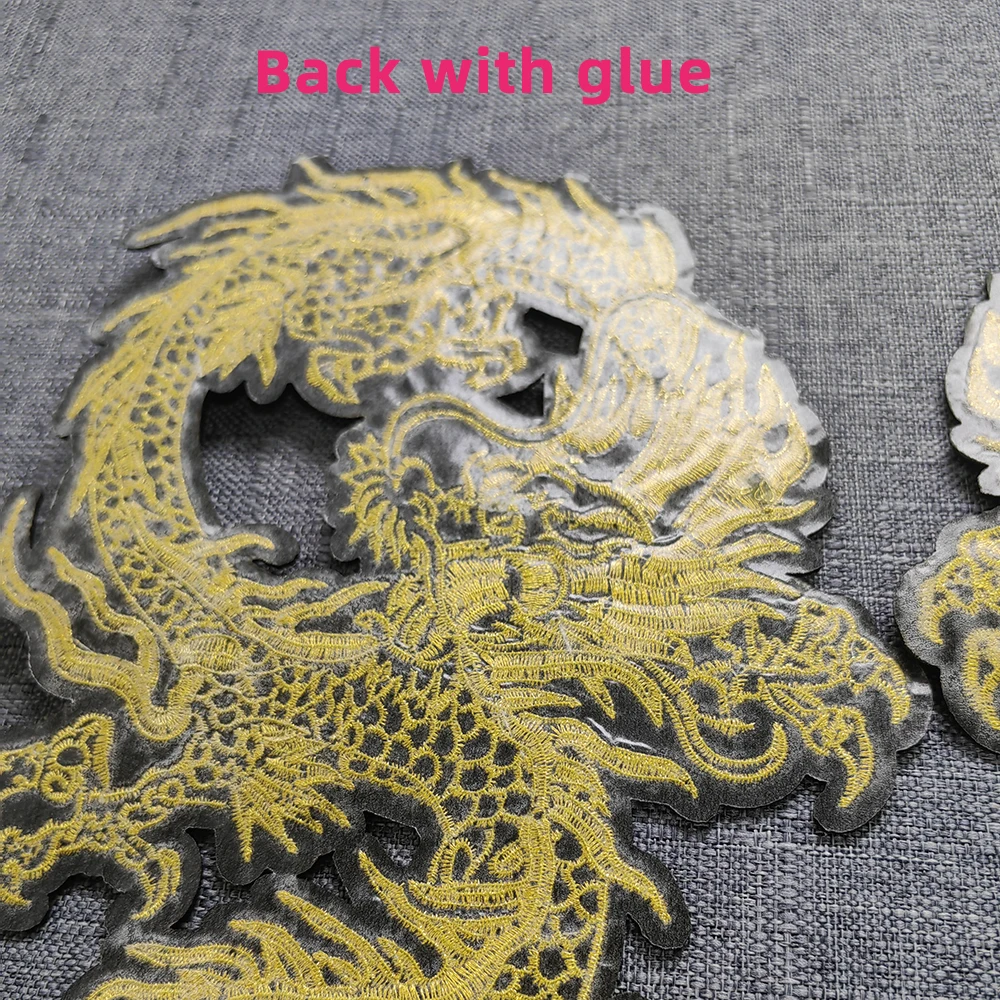 Exquisite Chiese Golden Dragon Embroidery Patches Iron On Patch For Clothes Applique DIY Clothing Accessory Patch