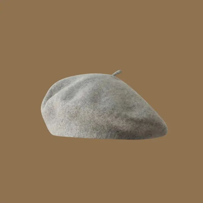 Wool Beret Hat Women French Beret Vintage Painter Cap Girl Solid Female Beret Femme Retro Casual Beanie Mushroom Hat Bonnet