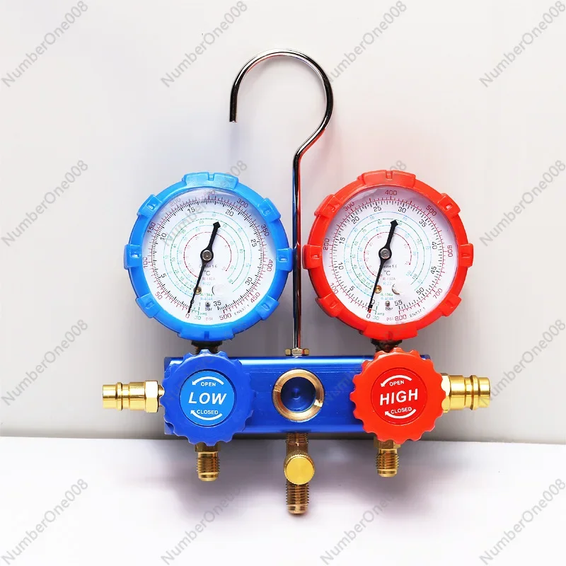 

Automotive Air Conditioner Fluoride Pressure Snow Gauge R134a R22a R410a Refrigerant Pressure Double Gauge Valve Gauge Group