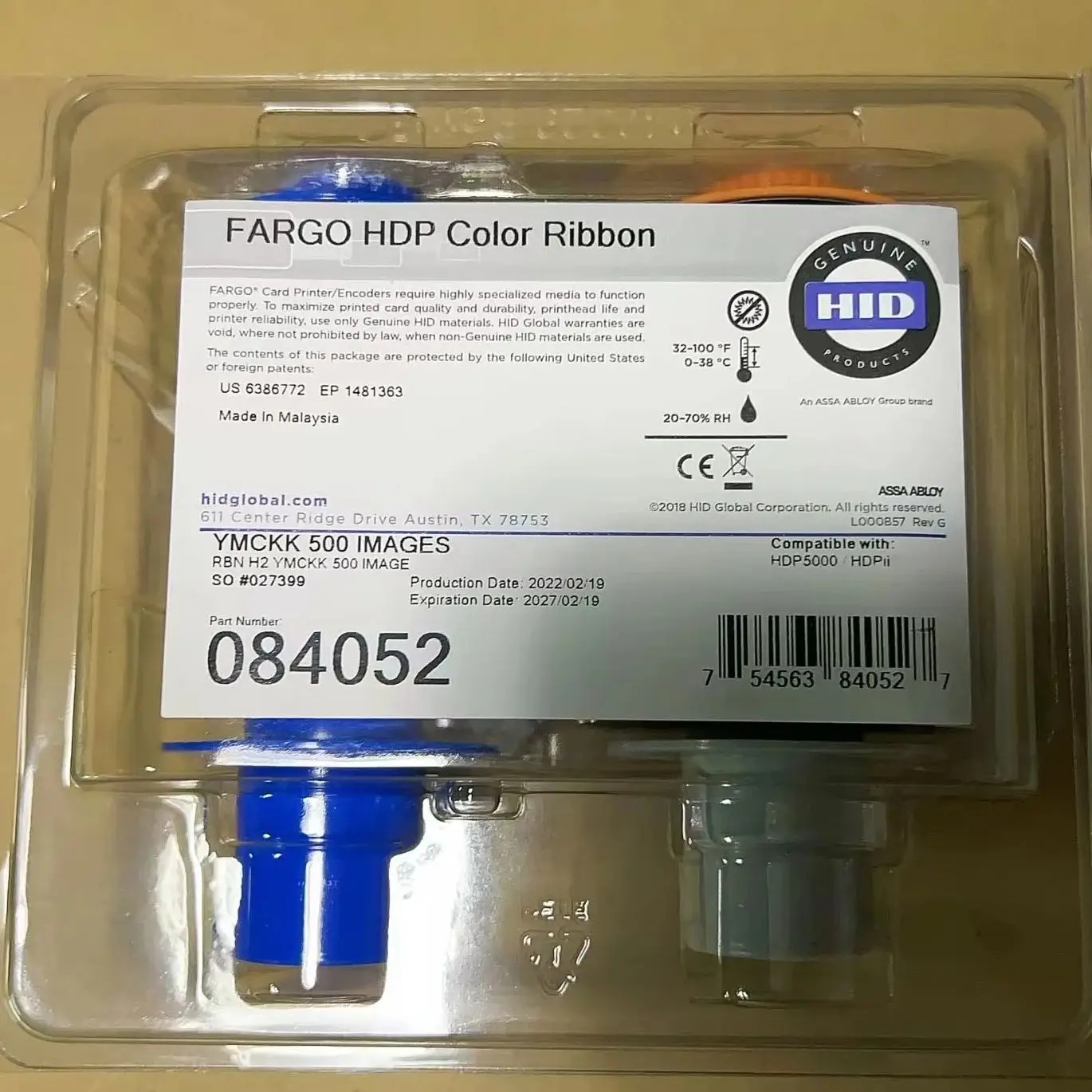 

original Fargo 84052 YMCKK Ribbon or Fargo HDP5600 hdp5000 card printers