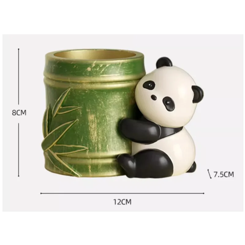 Cute Resin Panda Pen Holder Office Desk Ornament Practical Chinese Style Cultural and Creative Souvenir Gift Desk Organizer