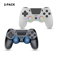 Wireless PS4 Controller with 2 Paddles, Wired Gaming Gamepad for PC, with 6-axis Gyro/GRB LED/Vibration/Audio Jack