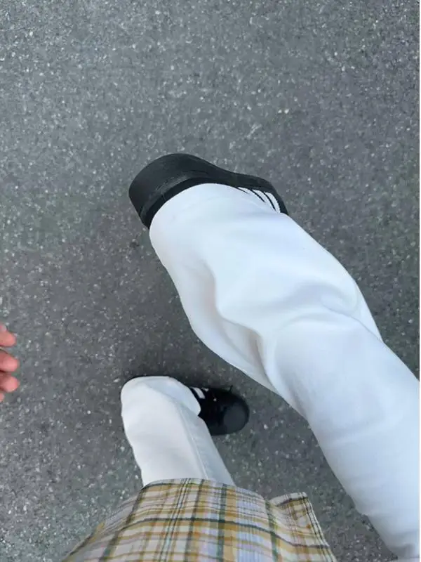 

White Slim Fit Fce Lined Men's Jeans High Waist Straight Leg Micro Flared Pants Autumn Winter American High Street Sle