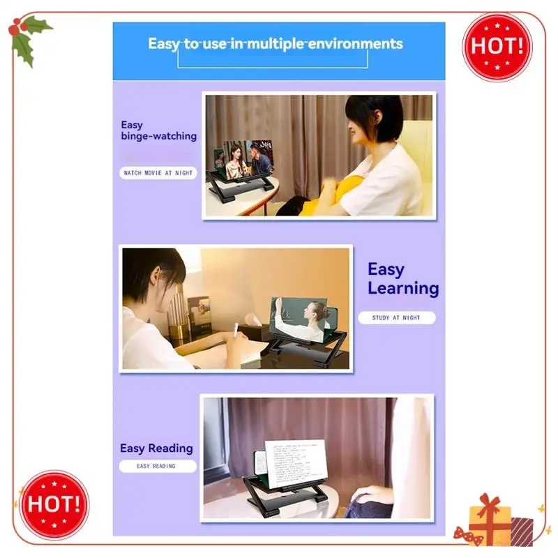 Durable-7Inch Folding Mobile Phone Magnifying Glass HD Cell Phone Screen Amplifier Projector Screen Enlarge Magnifier Phone Hold
