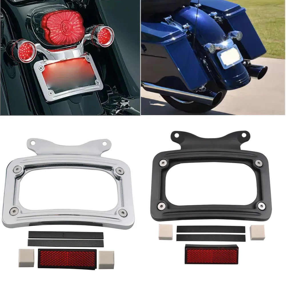 

For Harley Touring Street Glide Road Glide 2010-2023 Aluminum Curved License Plate Mount Frame Motorcycle License Plate Holder