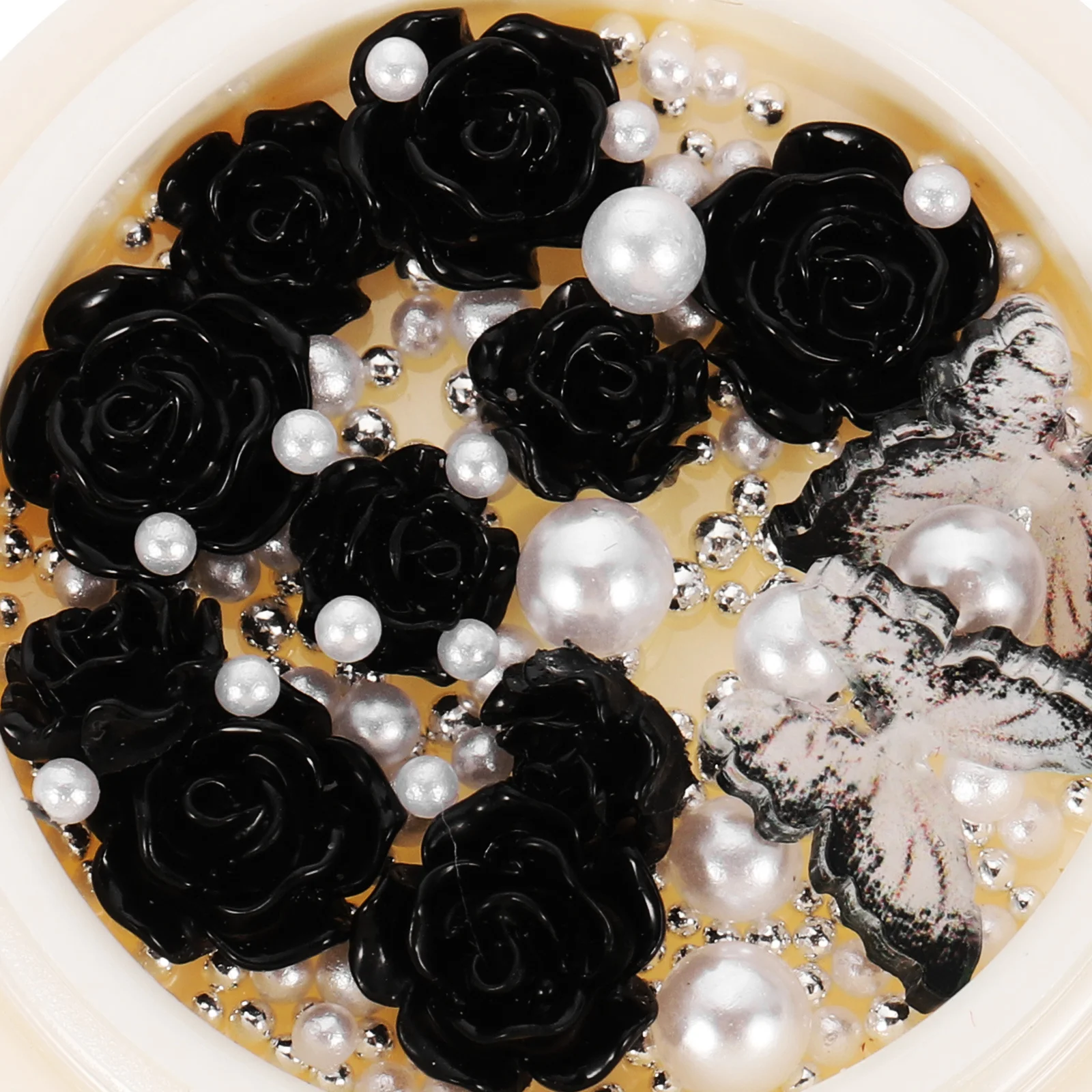 

4 Boxes Black Camellia Nail Crystals Premium Flower Rhinestones for Nail Art DIY Decoration Shiny Charms Manicure Ornament