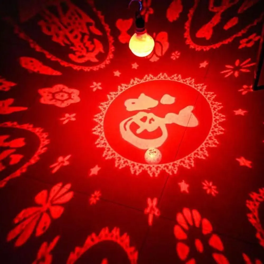 Good Luck New Year Fu Character Light Bulb Rotating E27 Spiral Colorful Light Bulb Colorful Changeable Spotlight Bulb New Year