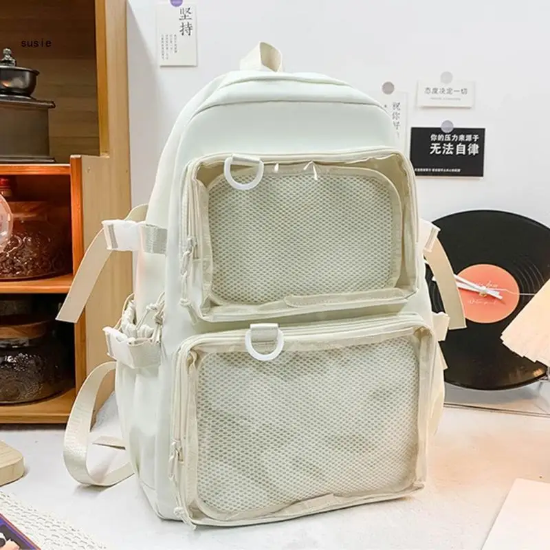 X7YA Sinh Viên Đại Học Dung Tích Lớn Lô Nylon Itabag Nhật Bản Trong Suốt Túi Học Cho Anime Phù Hiệu Màn Hình Hiển Thị Pin