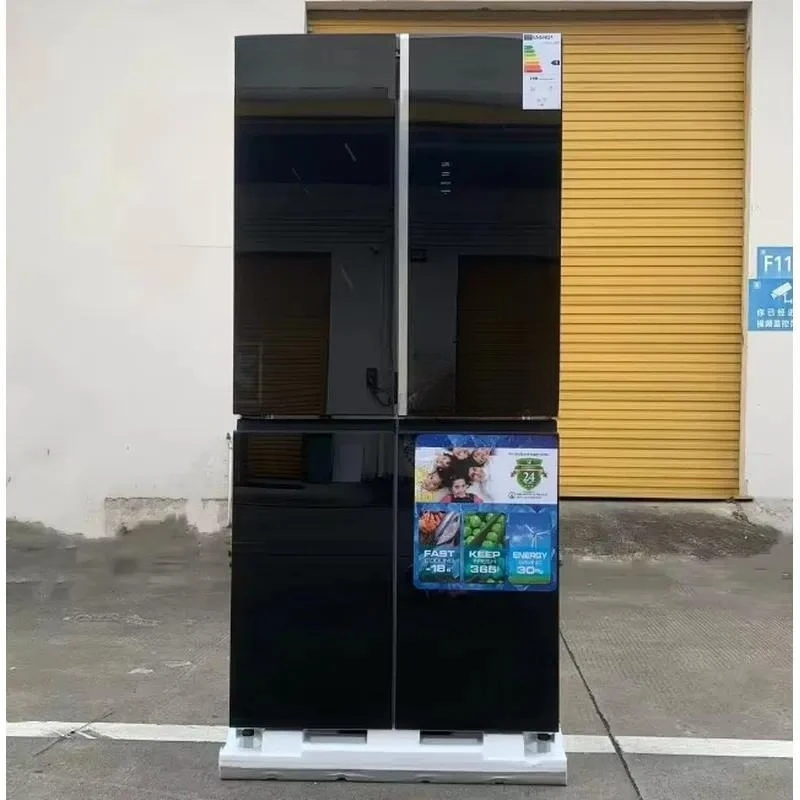 For D New Product Luxury Refrigerator 475 Black French Cross Door Glass Panel Large Capacity Cooler