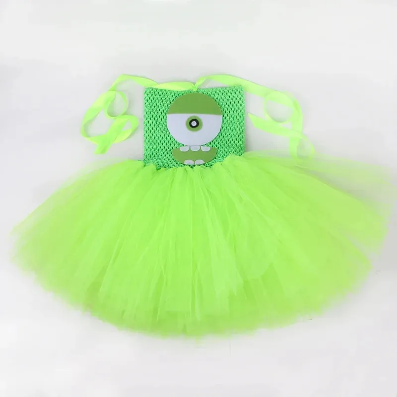 Mike Wazowski Halloween Costume for Kids Carnival Party Dresses Green Funny Monsters Cosplay Girls Cartoon Tutu Princess Dress