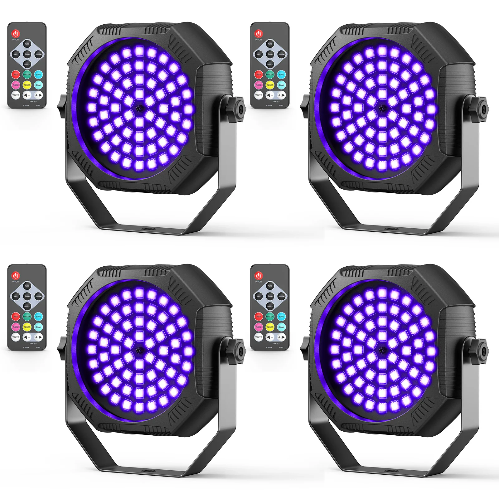 Datewink 4Pcs RGB Rechargeable Par Lights 4IN1 60LED Stage Lighting Effect Remote Control For DJ Disco Party Wedding Nightclub