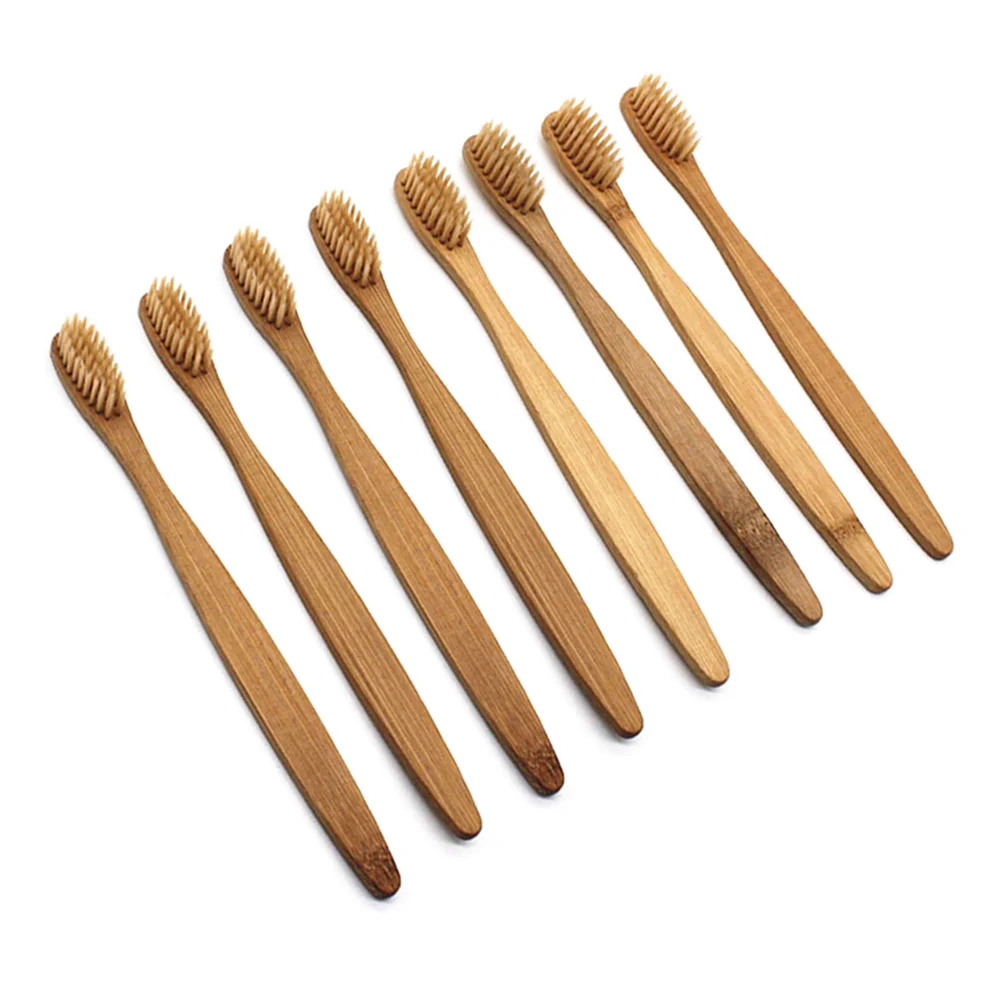 8 Pcs Eco-friendly Toothbrush Bamboo Bristle Wooden Toothbrushes Desktop Charcoal