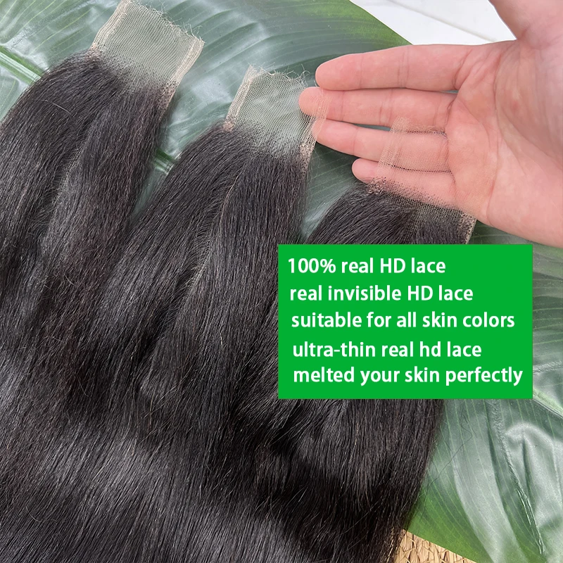 

Yaki Striaght 2x6 Real HD Lace Closure 100% Human Hair Middle Part Closure Invisible HD Lace Melt Skin Pre Plucked Raw Hair #1B