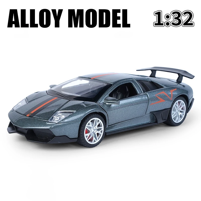 Murcielago-LP670-4 SV Alloy Model Car Toy, Diecasts Metal, Som e Luz, Puxar o Carro, Veículo de Brinquedo para Crianças, 1:32