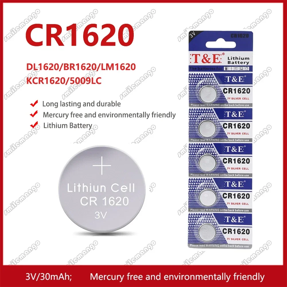 2PCS-50PCS 3V CR1620 Lithium Button Battery DL1620 BR1620 ECR1620 5009LC LM1620 CR 1620 KCR1620 30mAh Coin Cell Watch Batteries