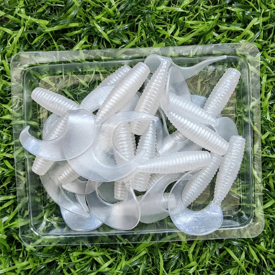 MUKUN 20 Stück 3,5cm 0,5g Silikon-Weichköder mit Gekräuseltem Langem Schwanz Künstlicher Crankbait Gefälschte Maden Angelköder – Detail 8