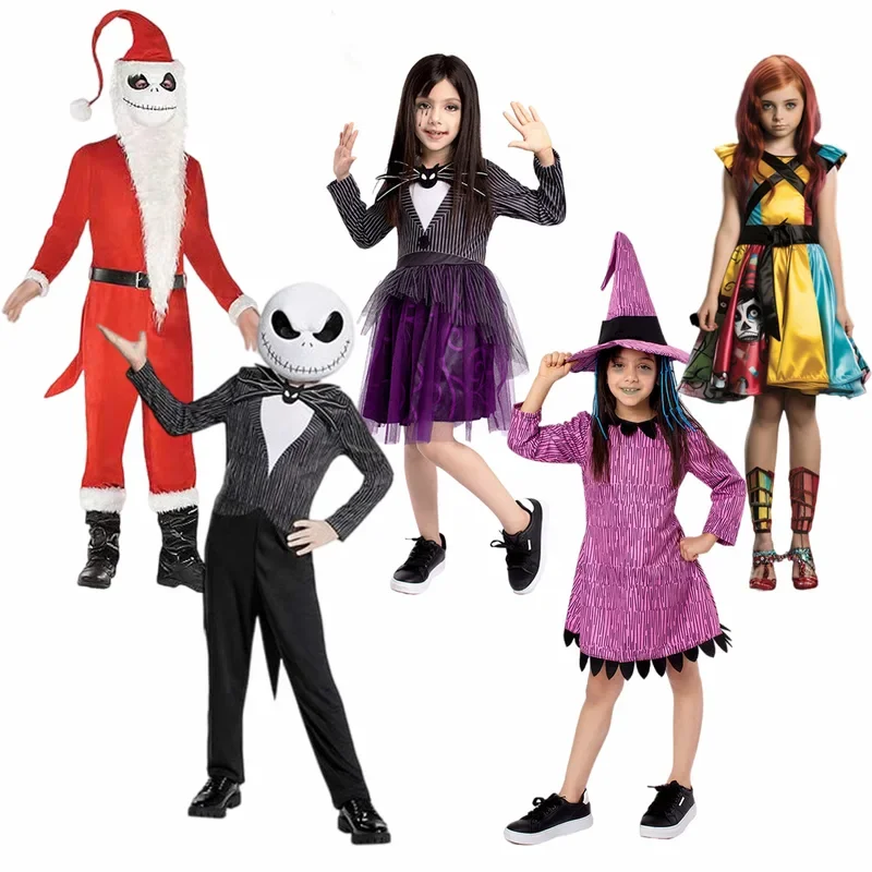 Boys Nightmare Before Christmas Clothes Sally Cosplay for Kids Fancy New Year Costume Girls Princess Dress Party Clothing