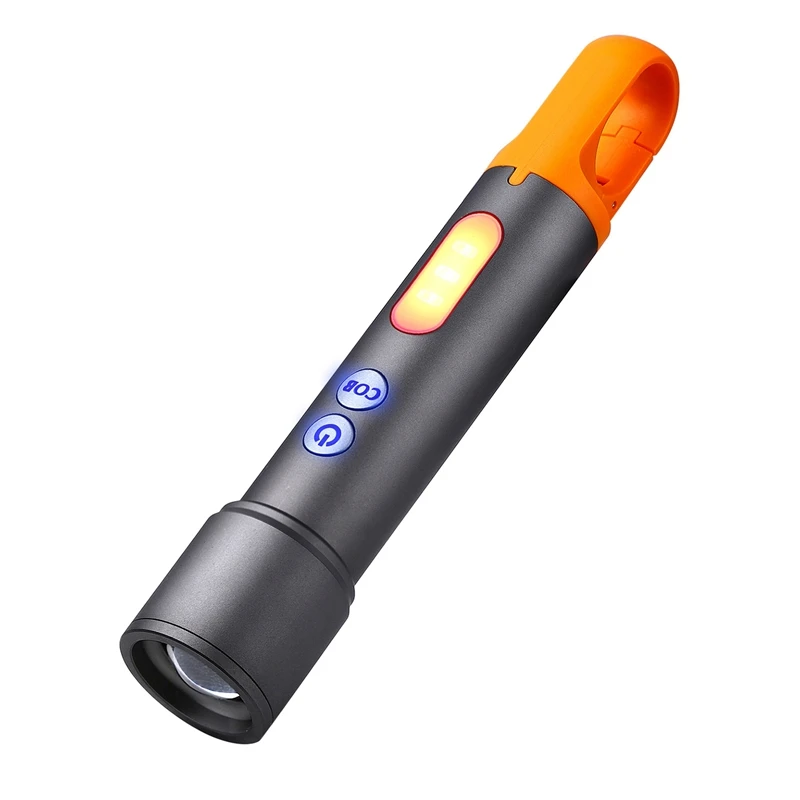 

USB Rechargeable Flashlight Zoomable LED Flashlight With COB Side Light Floodlight Torch For Outdoor Easy To Use