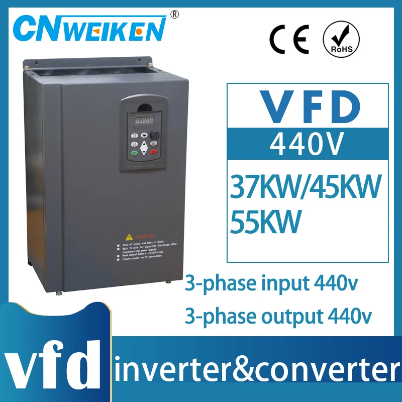 High performance 440v VFD frequency converter wk600 3-phase 440V input/output 37KW/45KW/55KW universal frequency converter