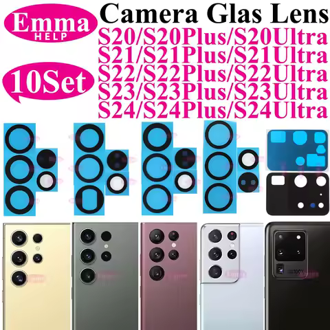 10set Back Rear Camera Glass Lens For Samsung S22 S21 S20 S23 S24 Plus Ultra S20FE S20FE S21Plus S22Plus S23Ultra S22Ultra Glue