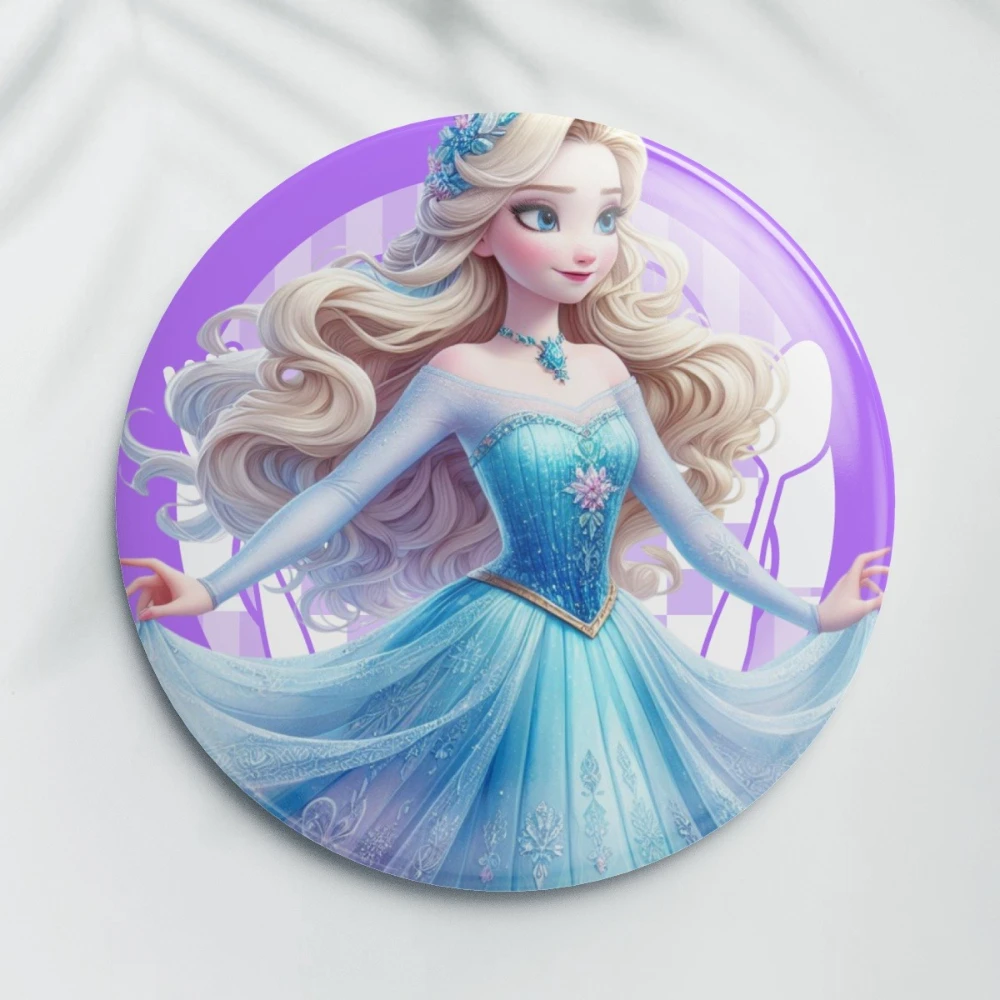 Disney Frozen Elsa Anna Principessa 58mm Cosplay Cartoon Anime Distintivo con Perni di Metallo per Bambini Borse Vestiti Cappello Zaino Decor Regali