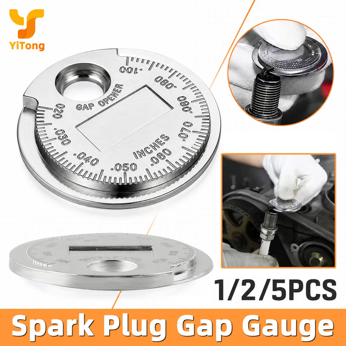 Yitong 1/2/5PCS Alloy Steel Spark Plug Clearance Gauge Coin Type Measuring Adjustment Tool For Automotive Small Engine Repair