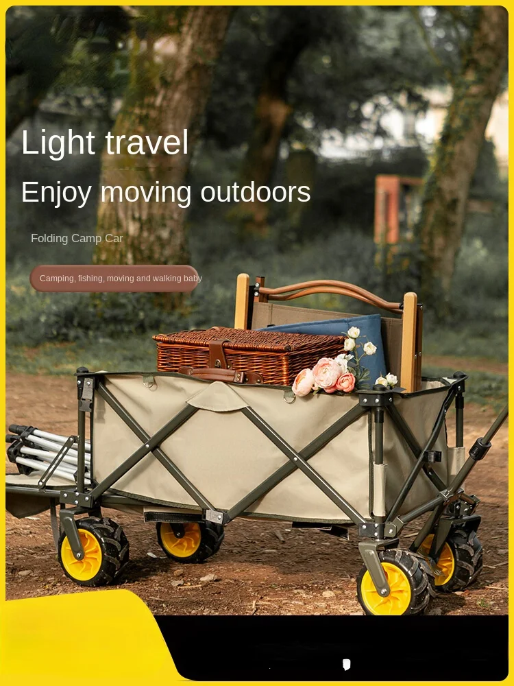 Outdoor Foldable Portable Camp Car Picnic Camping Equipment Trolley Trolley Hand-Pushed Trailer