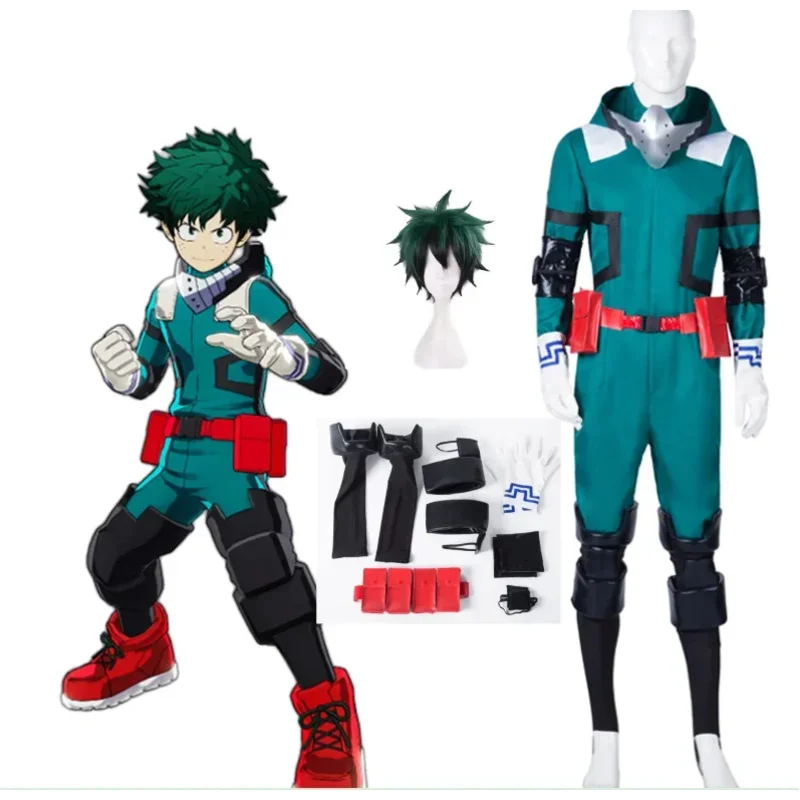 

Аниме My Hero Academy Косплей Midoriya Izuku Deku Battle Косплей Унисекс Костюм Костюм Набор Хэллоуин Парик Волосы