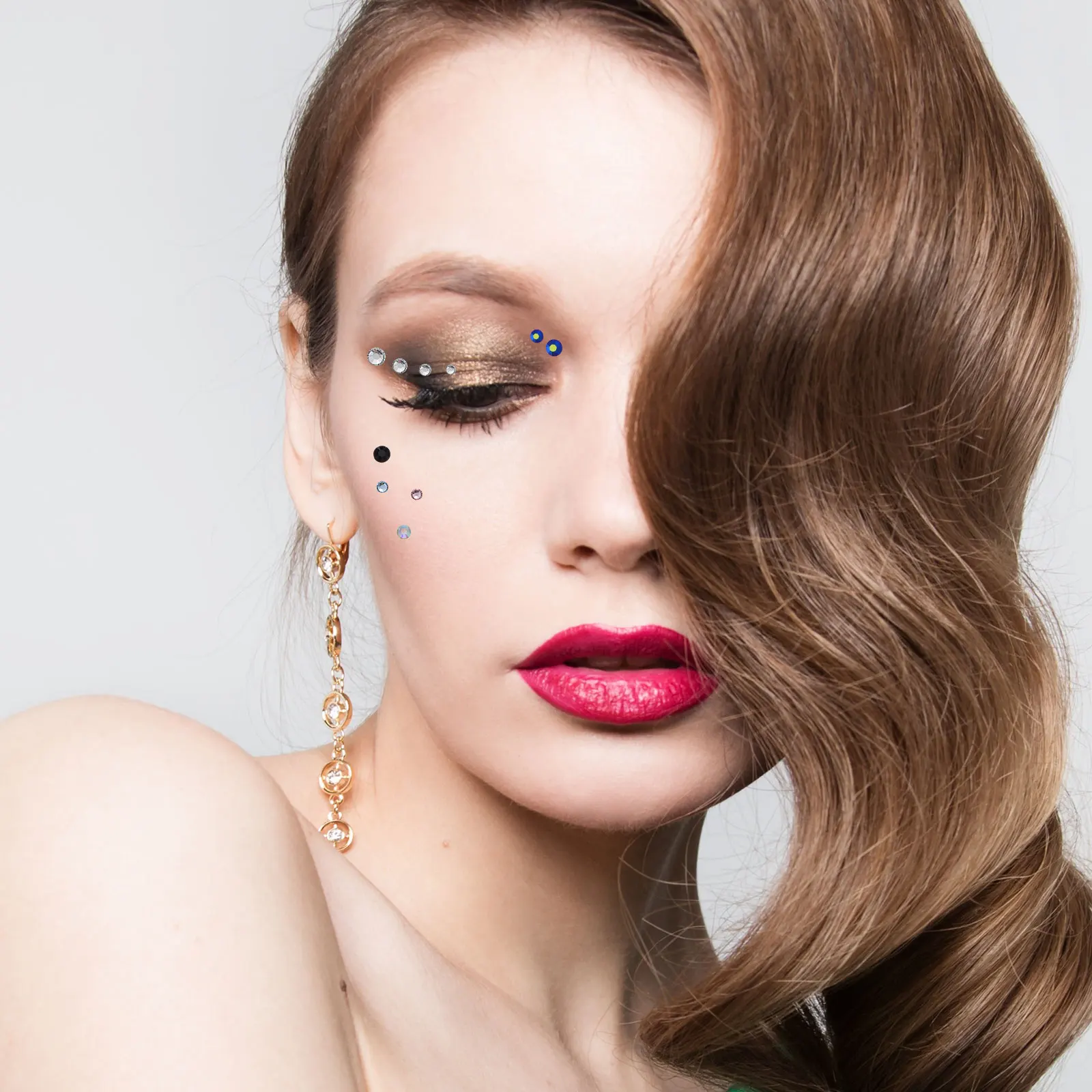 

6 Sheets Rhinestone Stickers Transparent Clear Self Adhesive Multi Color Body Gems Facial Decoration Women Accessories