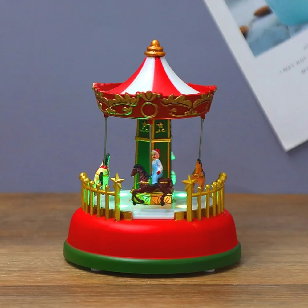 LED Lighting Christmas Popcorn House Rotating Design Music Playing Xmas Decoration Scene Christmas Theme Christmas Desktop Decor