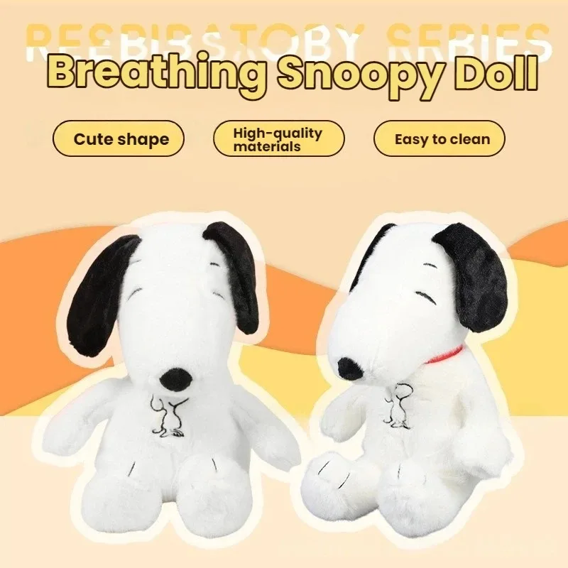 

New Baby Breathing Soothing Snoopy white dog Plush Doll Sleeping Companion Music and Light Doll Sensory Stuffed Toy Kids Gift