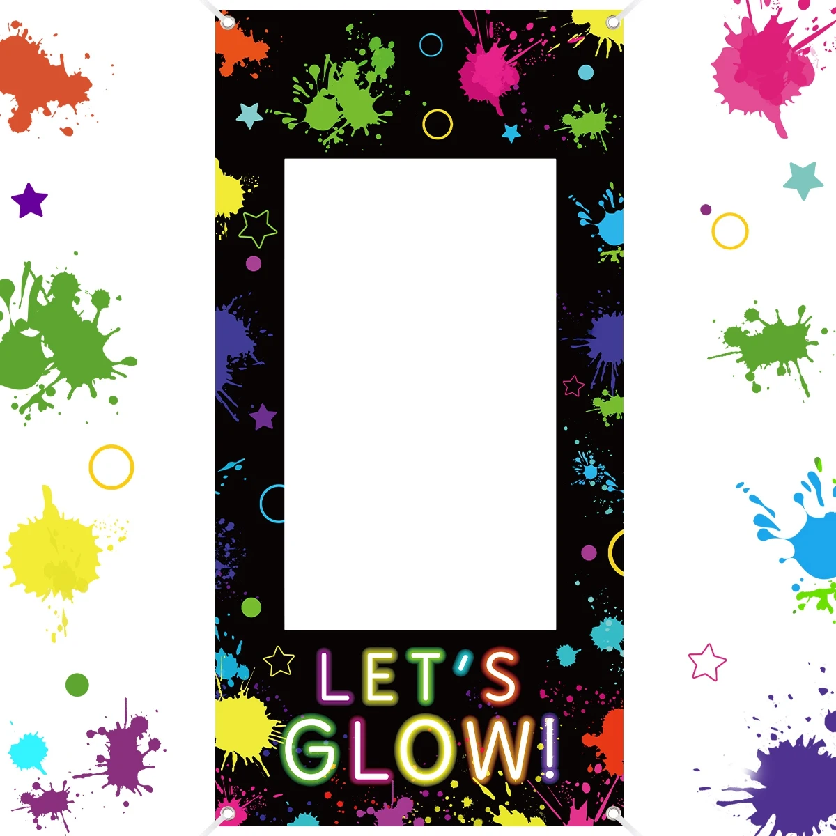 Let's Glow - Marco para Fotomatón con Diseño de Grafiti Neón, Accesorios para Fotos, Decoración para Fiestas de Cumpleaños, Artículos Fluorescentes para Fiestas de Adultos