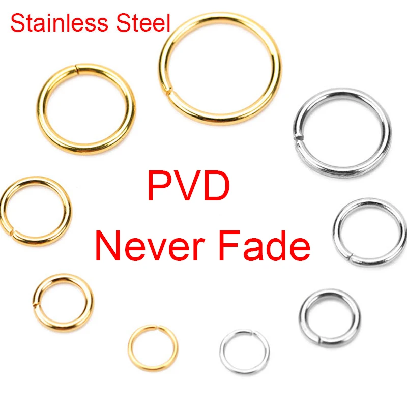 100pcs PVD Stainless Steel Open Jump Rings Lot 3 4 5 6 7 8 10 mm Split Rings Connectors For Bracelet Necklace Diy Jewelry Making