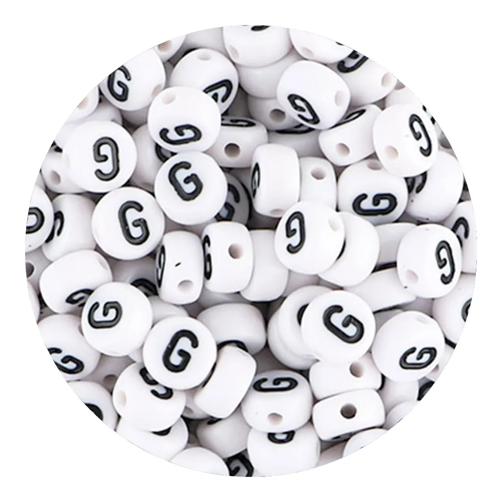 50/100/200 stks/partij 7x4mm Wit A-Z Ronde Alfabet Acryl Letters Kralen Losse Spacer voor Sieraden Maken DIY Armband Accessoires