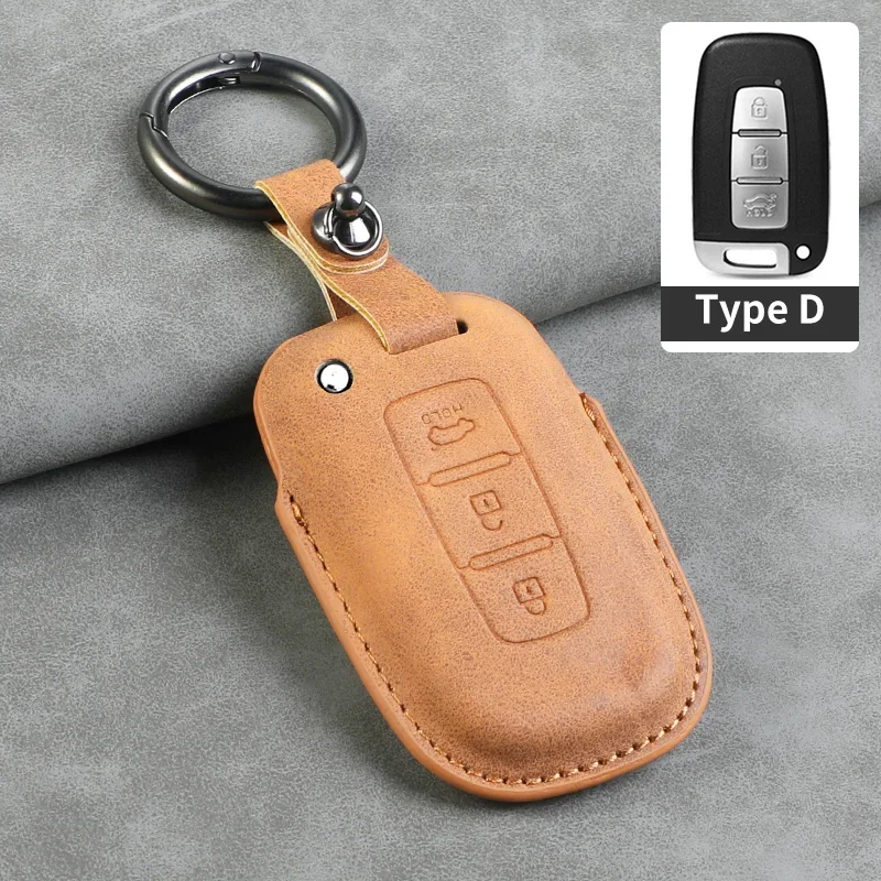 For Hyundai Kona Ev Grandeur GN7 2023 IONIQ 6 Leather Car Key Case Cover For Hyundai car keychain