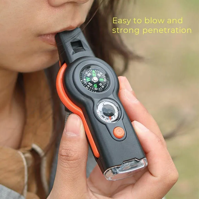 1/2/6/10/30 قطعة 7 في 1 صافرة الطوارئ مع الحبل متعددة الوظائف صافرة صفارات السلامة للتخييم الإنقاذ إشارة البقاء