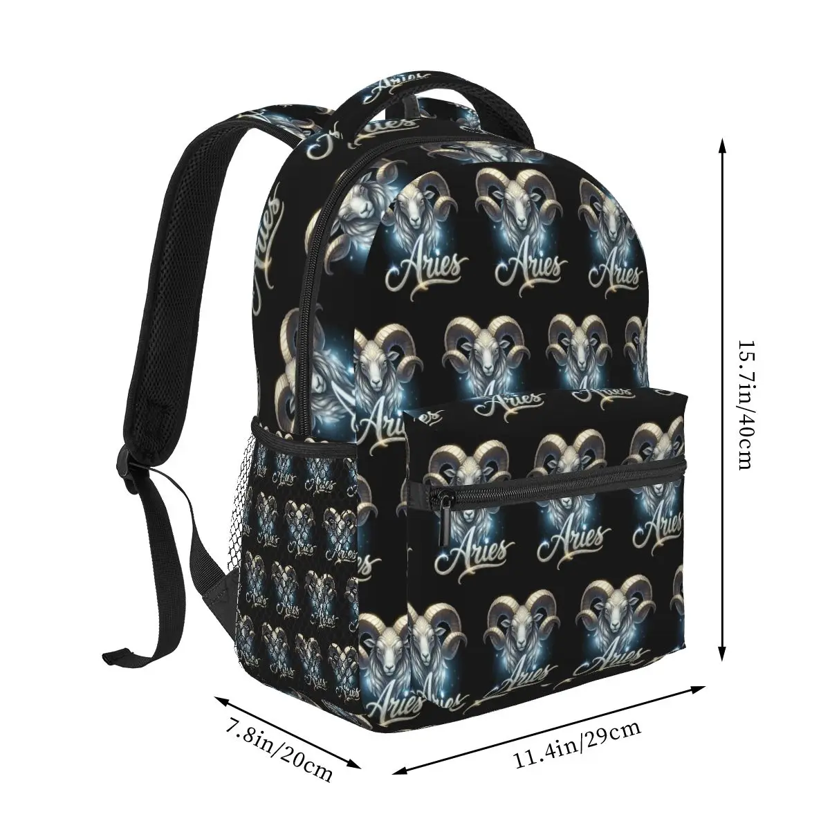 Gleaming Aries Ram Spirit Backpack Student Boys Girls BookBag Children School Bag Laptop Shoulder Bags for Men Women