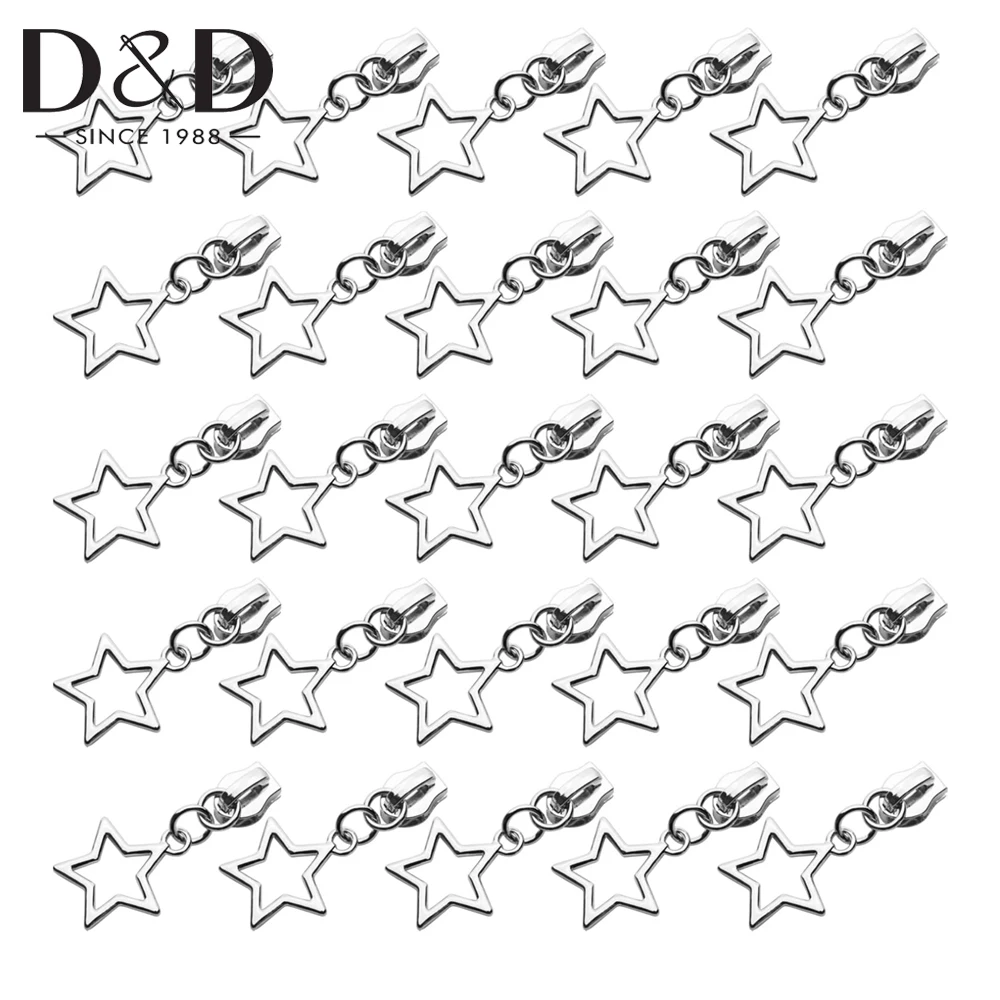 10/20Pcs 5# Star Shape Zipper Sliders Zip Head Metal Replacement Zipper Head For Jeans Coats Jackets Sewing Accessories Supplies