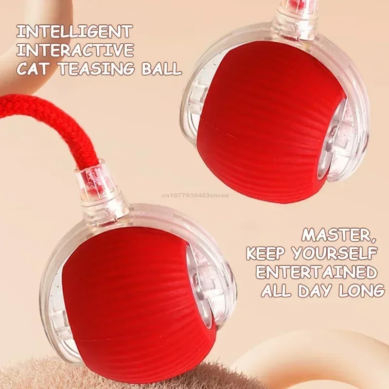 Cat Interactive Ball Toys Automatic Rolling Ball Faux Tail Rechargeable Pet Electric Toy Dog Cat Training Imitate Mouse Cat Toys