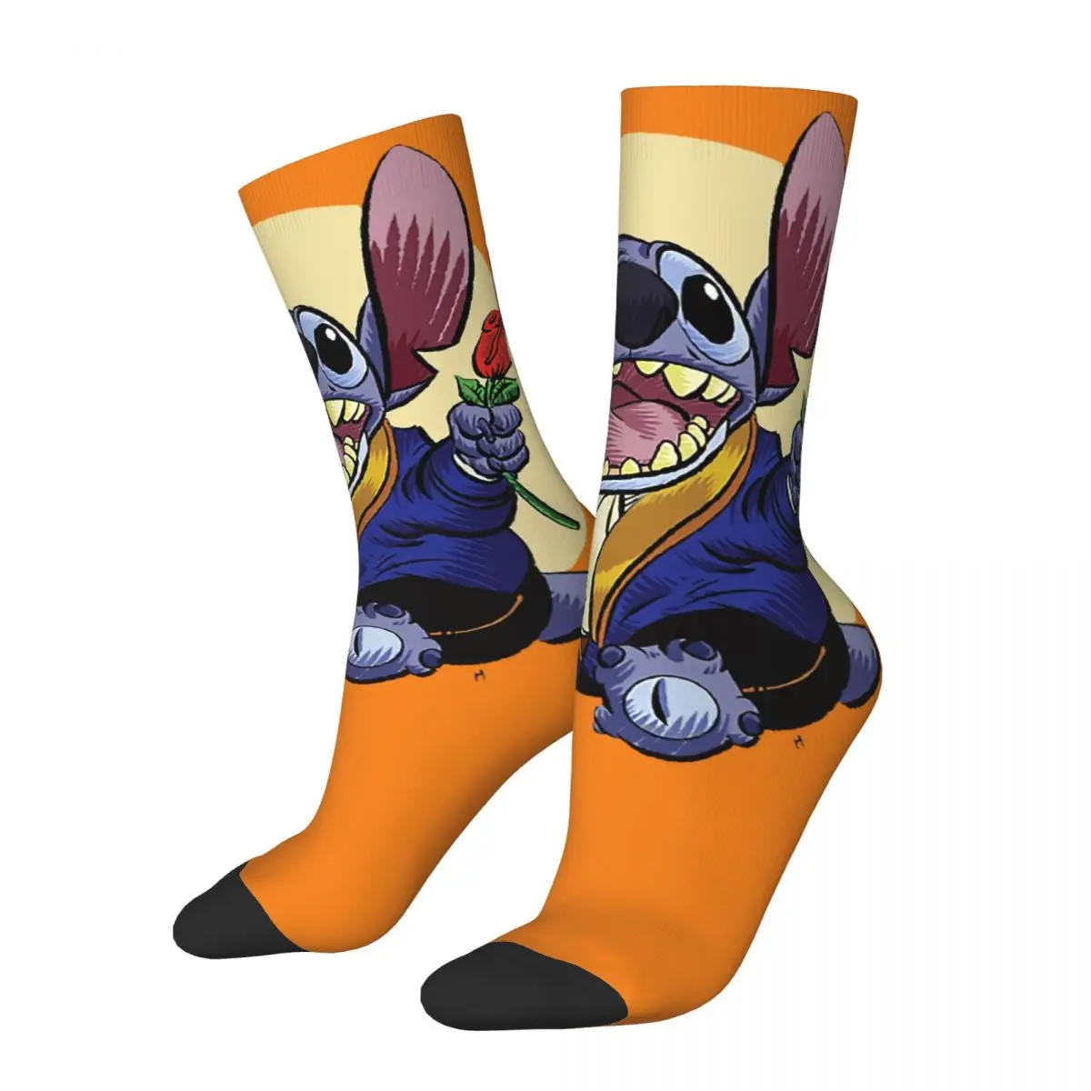 Retro Rose Men's compression Socks Unisex Disney Lilo & Stitch Film Harajuku Seamless Printed Novelty Crew Sock