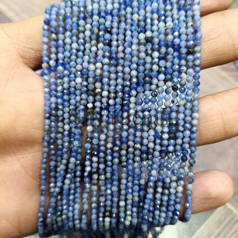 Lapis Lazuli Necklace 2mm Round Beads, Dainty Blue Gemstone Jewelry, Minimalist