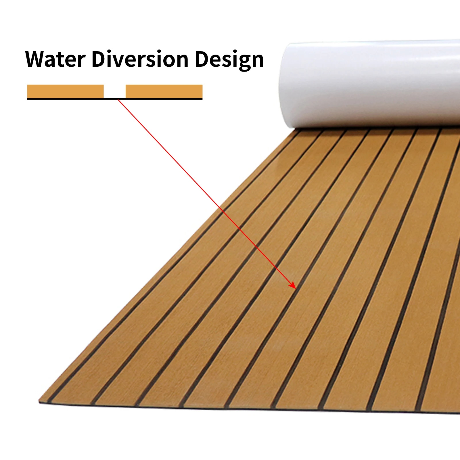 240*60cm Boat Flooring EVA Foam Decking Sheet Faux Teak Marine Mat Non-Slip Self-Adhesive Flooring Material for Motorboat RV