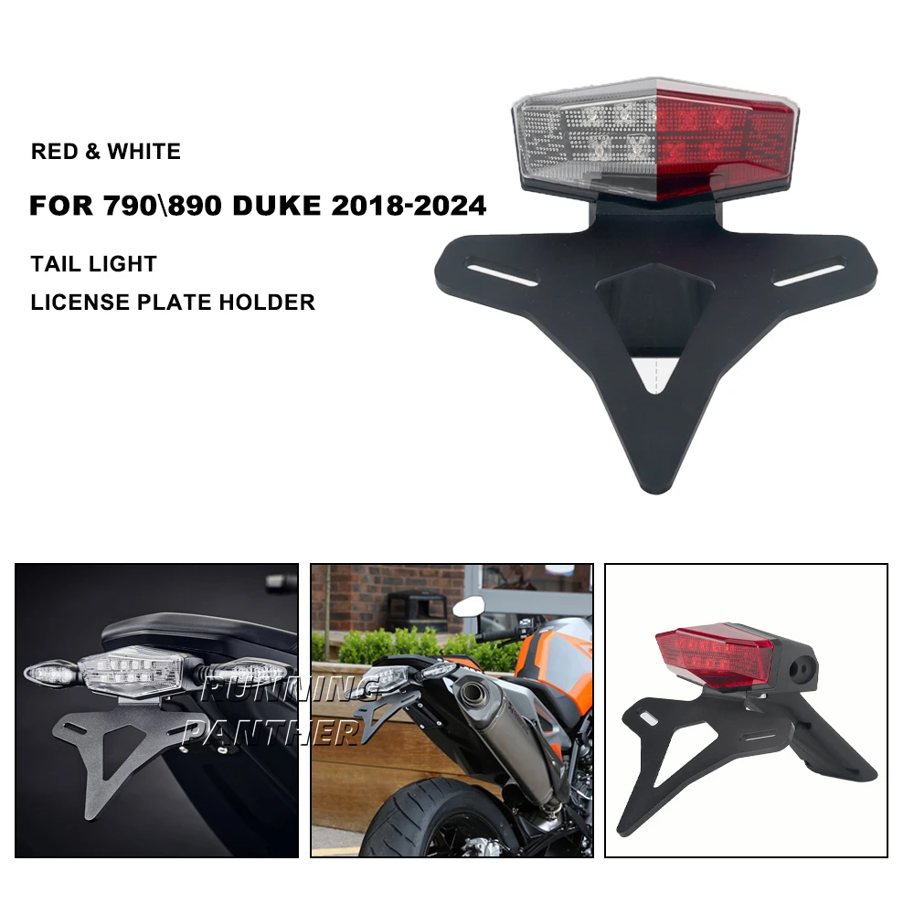 

For KTM 790 890 Duke 790Duke 890Duke 2018-2024 Motorcycle Rear Short Tail Stock License Plate Holder Tailstock Bracket LED Light