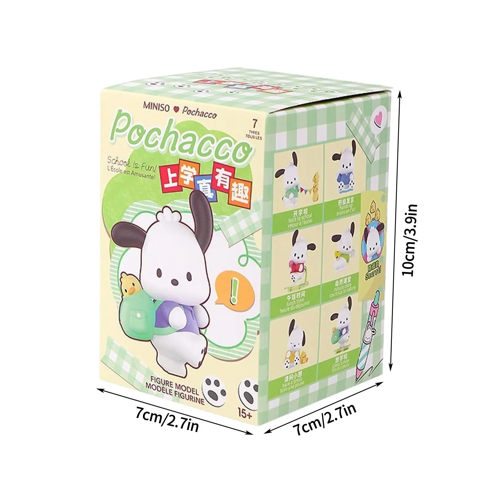 MINISO Genuine Sanrio Pochacco School Is Fun Series Blind Box Super Cute Fashion Toys Action Figurine Office Model Dolls