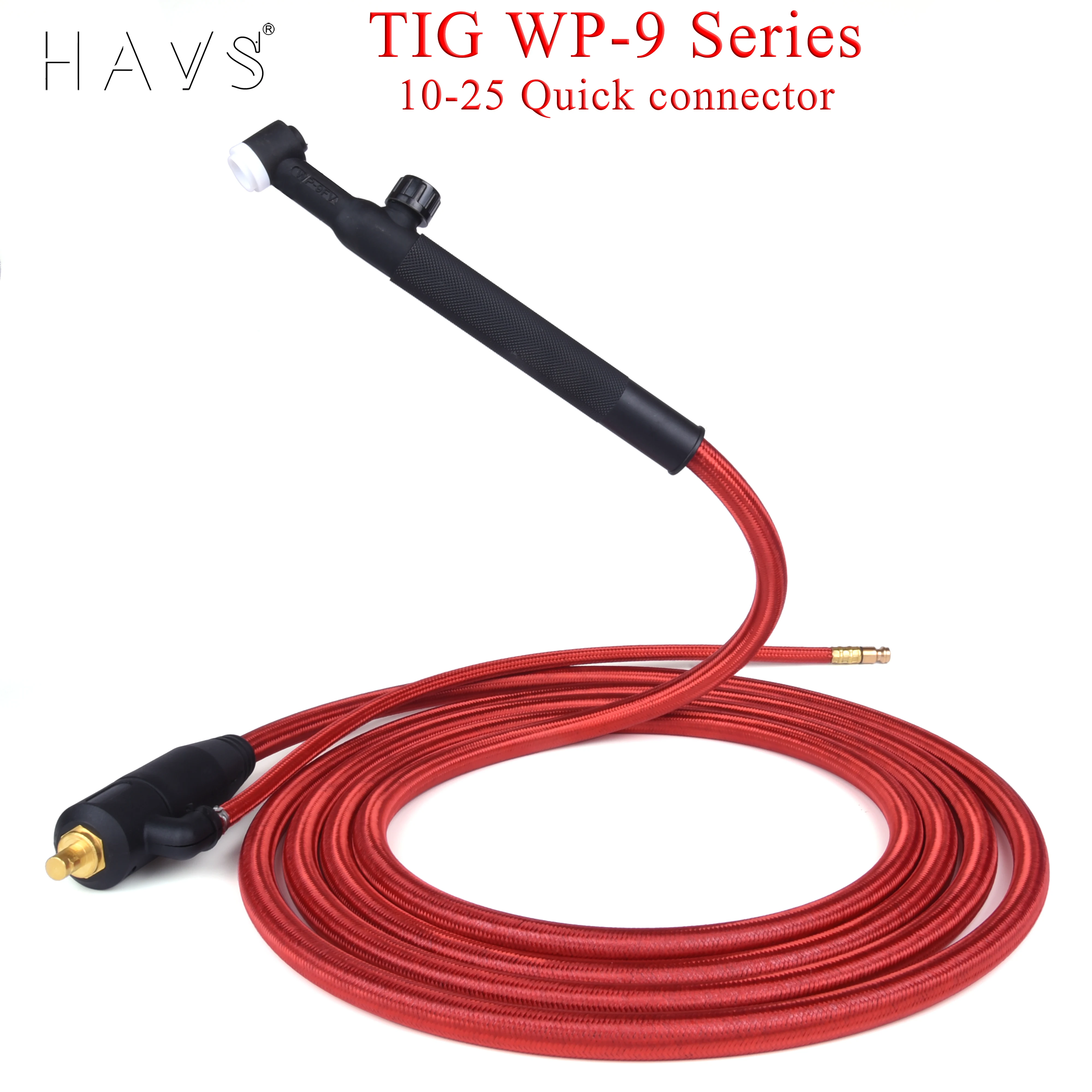 WP9 WP 9F 9FV TIG Obor Las Konektor Cepat Gas-Listrik Terintegrasi Kabel Selang Merah Kabel 4M 10-25 Konektor Euro 13Ft