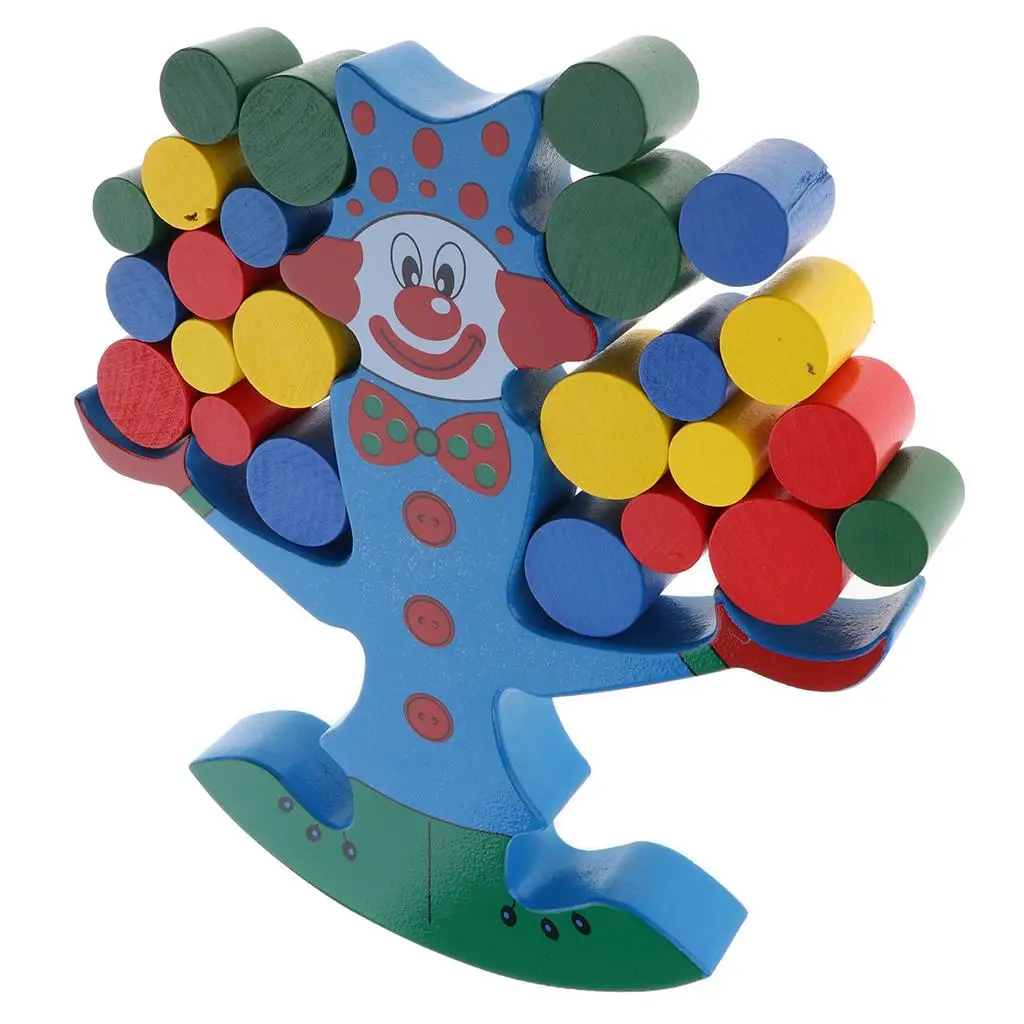 Clown Wooden Stacking Games Blocks Toys Balancing Games Toddler Educational Toys