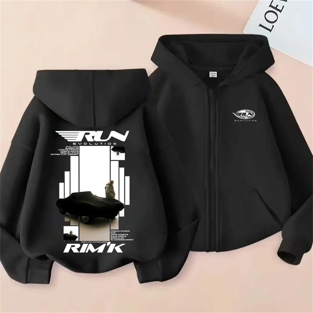 

Rapper Rim'K Run Album Graphic Zipper Hoodie Men Women Hip Hop Fashion Pop Music Zip Up Jacket Male Casual Vintage Streetwear