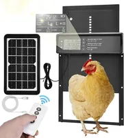 Solar Automatic Chicken Coop Door USB Charging 4 Modes Timer Light Sensor Remote Digital Display Waterproof Aluminum