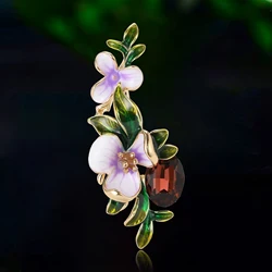 Oil Dripping Irises Pins for Women Unisex Glass Botanical Brooches Event Party Backpack Decoration Clothes Accessories